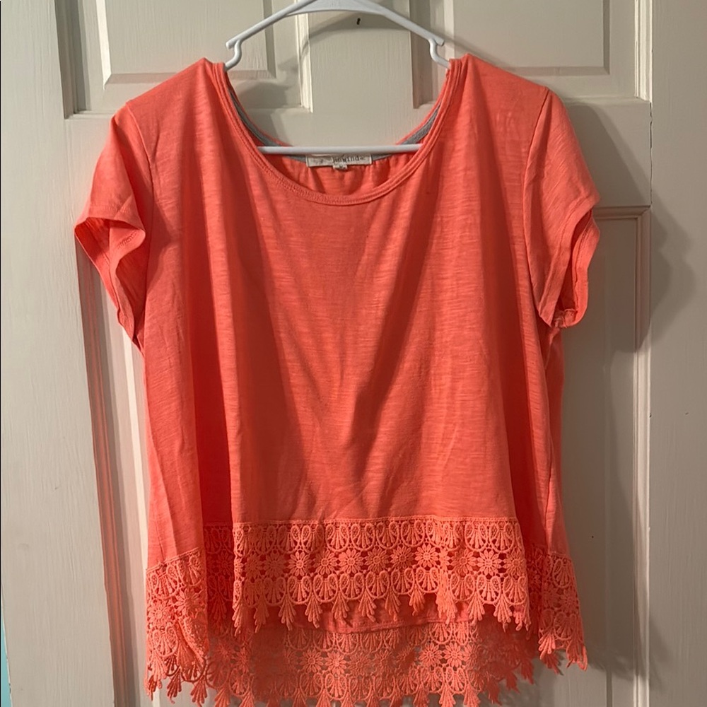 Rewind Coral Lace Trim Women's Blouse